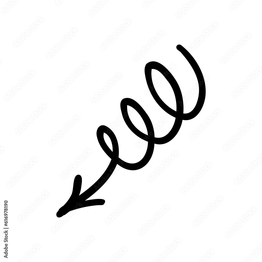 Doodle swirling arrow. Hand drawn vector illustration Doodle swirling arrow. Hand drawn vector illustration