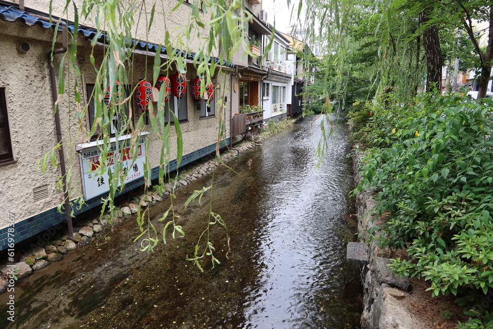 A scene of Takase-gawa Stream and Japanese sentiments in Kyoto　京都の高瀬川の風景と日本情緒