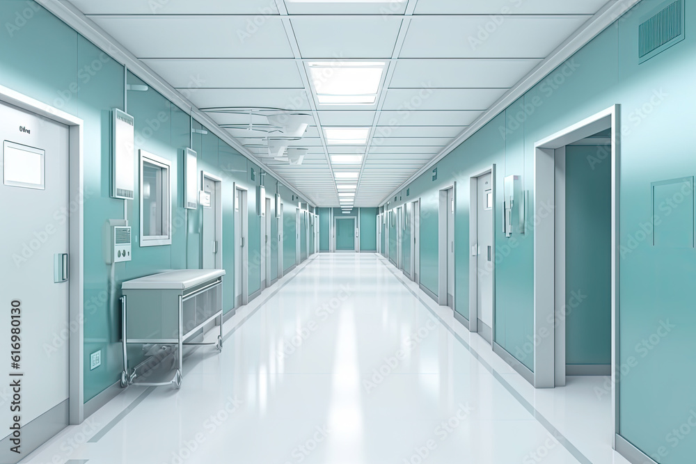 Empty modern hospital corridor Empty modern hospital corridor