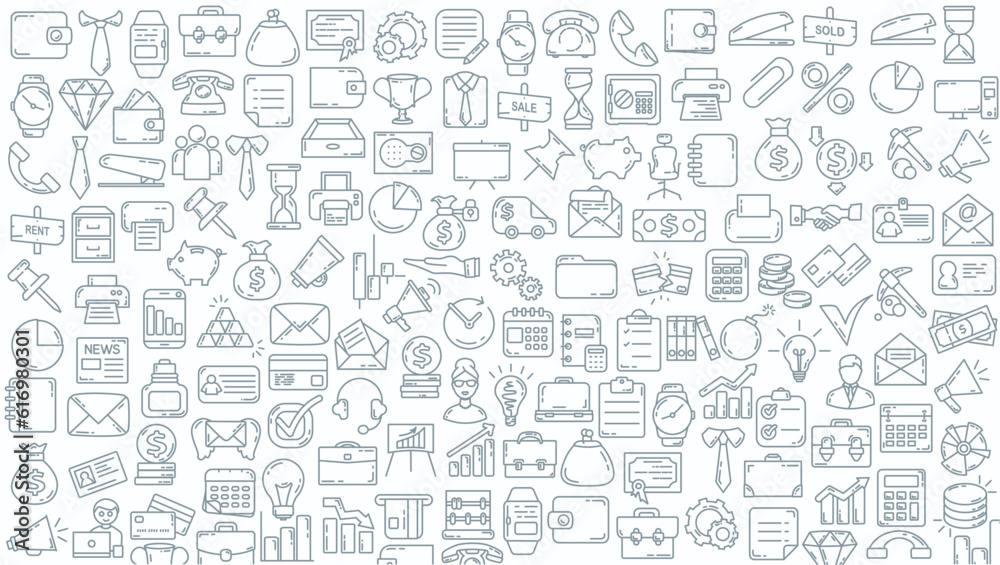 business doodle background. business line icon background