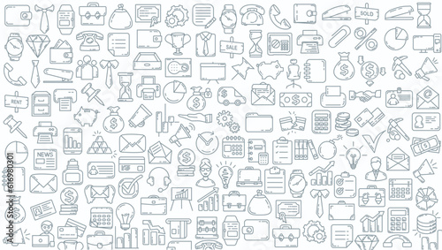business doodle background. business line icon background