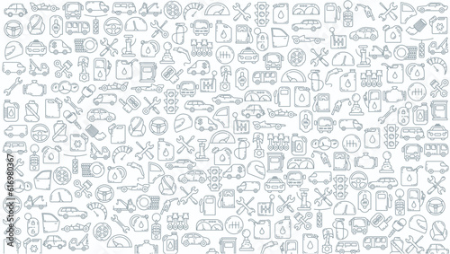 Car service maintenance doodle background. maintenance car parts line icon background.