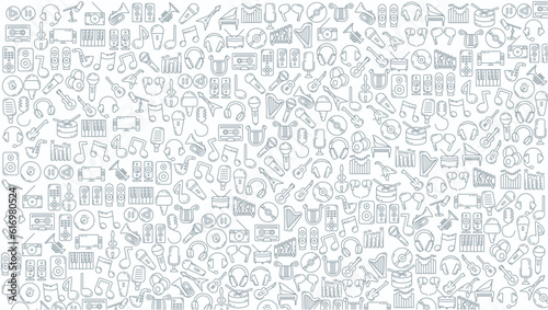 music doodle line icon background