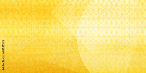 麻の葉模様  ゴールドのグラデーション背景イラスト　和柄