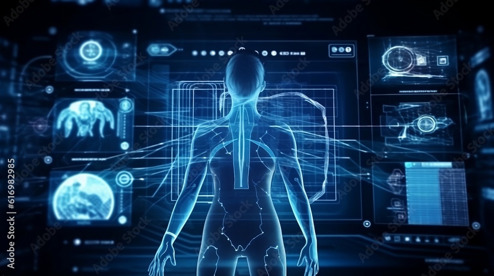 Naklejka premium Futuristic health diagnosis online innovation. Generative AI