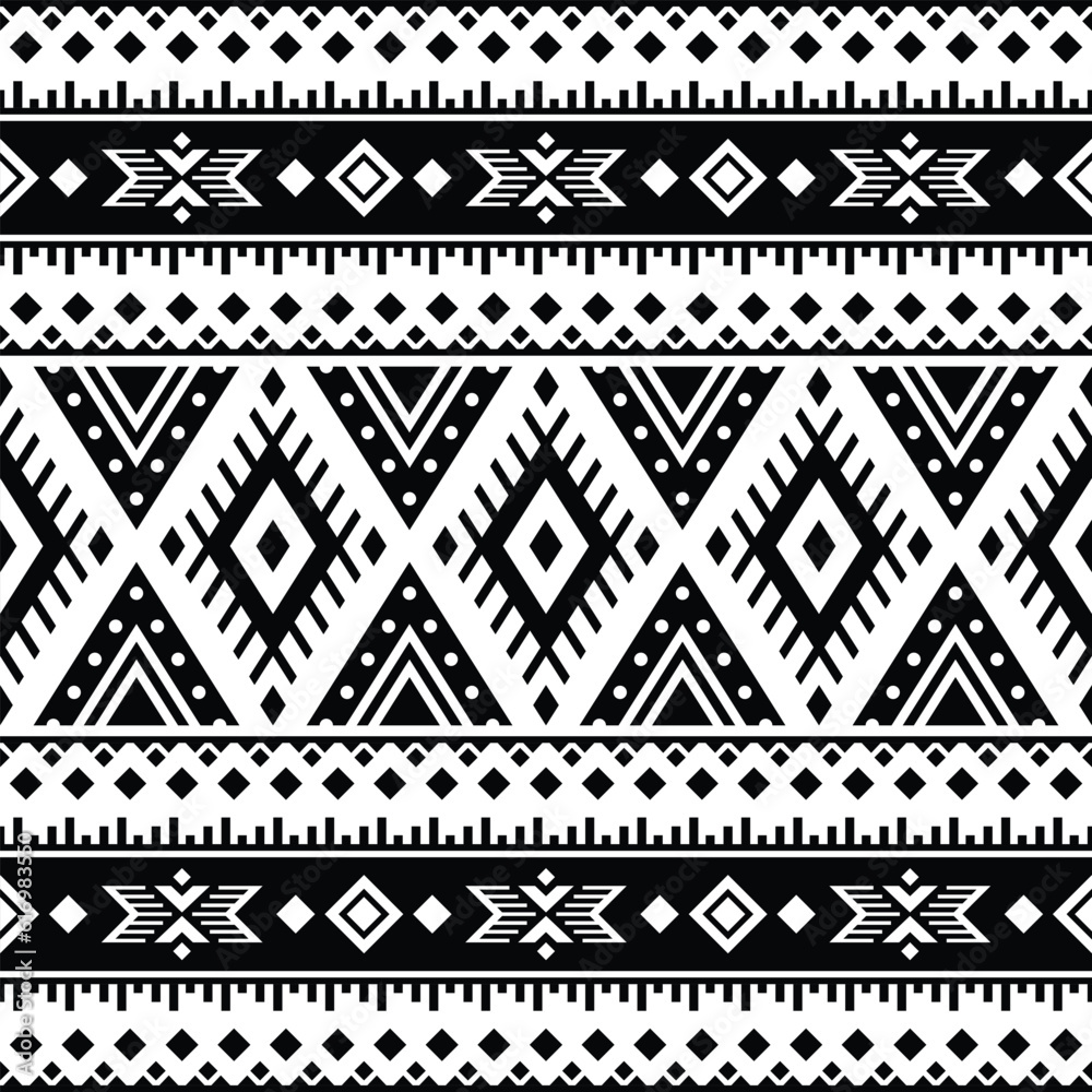 Aztec geometric seamless ethnic pattern. Black and white colors. Ornament traditional. Design for textile, fabric, clothes, curtain, carpet, batik, ornament, background, wrapping, paper, wallpaper. Aztec geometric seamless ethnic pattern. Black and white colors. Ornament traditional. Design for textile, fabric, clothes, curtain, carpet, batik, ornament, background, wrapping, paper, wallpaper.