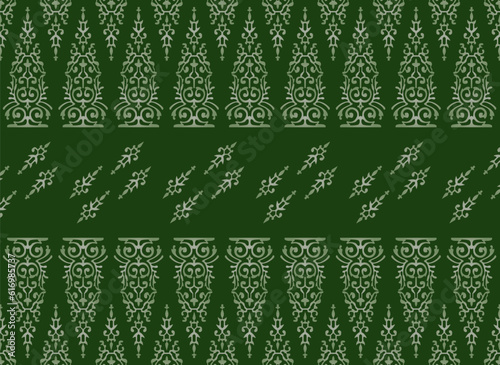 Batik Pattern Pucuk Rebung Kuntum Dewa Riau, Sumatera Indonesia. Batik Pattern Traditional Melayu Vector Illustration or songket tenun malay decoration
 photo