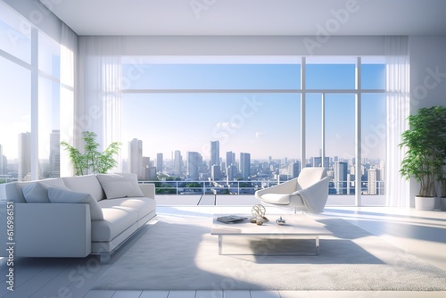 Stylish white modern living room interior  home decor Generative AI