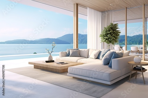 Modern loft living room interior,Generative AI © Azar