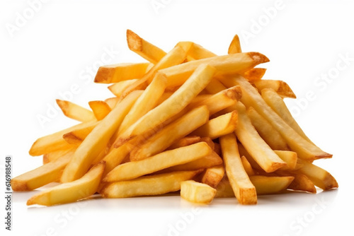 fast fat fry snack meal french chip potato yellow isolated. Generative AI.