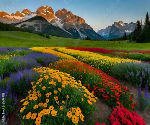 flowers in the mountains Generated Ai © AQ Arts