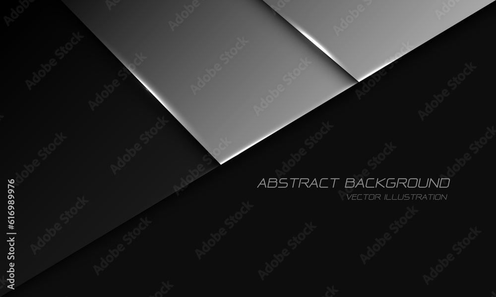 Abstract silver on black metallic geometric with simple text design modern luxury futuristic background vector