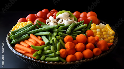 Mix vegetables isolated on black background created with Generative AI