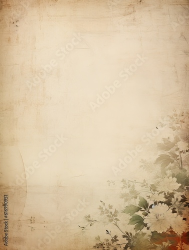 Japanese paper beige texture vintage background. Generative AI.