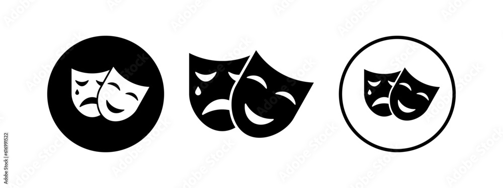 Theater tragic and comic mask. Carnival masks. Drama and comedy vector icon. Theater tragic and comic mask. Carnival masks. Drama and comedy vector icon.