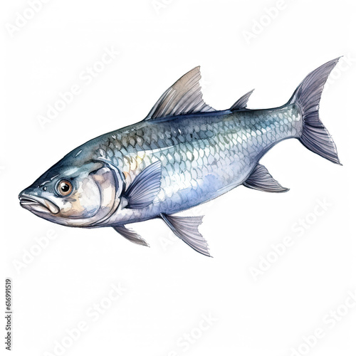 Saltwater Fish, Watercolor Fish, Shark, Marlin, Grouper, Snapper, Tuna, AI Generated