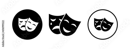 Theater tragic and comic mask. Carnival masks. Drama and comedy vector icon.