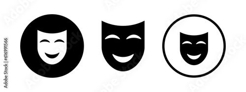 Theater tragic and comic mask. Carnival masks. Drama and comedy vector icon.