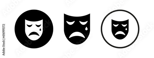 Theater tragic and comic mask. Carnival masks. Drama and comedy vector icon.