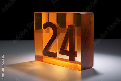 24 number 3d written with 3d wooden block created with generative ai