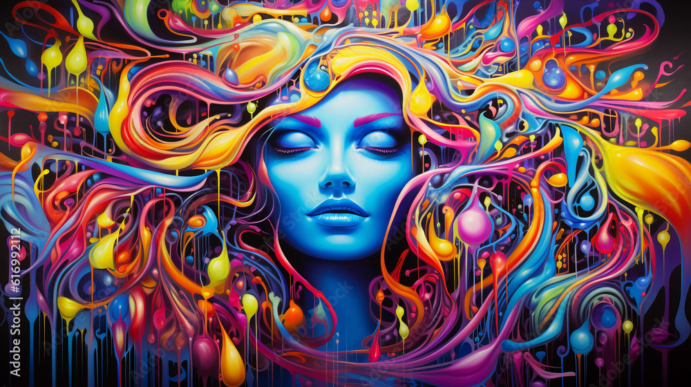 Colorful Vibrant Girl Abstract Background Colorful Vibrant Girl Abstract Background