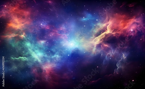 Nebula  where stars are born  with vibrant background. Generative AI.