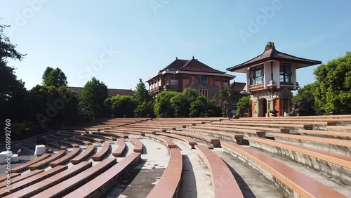 Outdoor Stage in ISI Denpasar Art University Cultural Building Grandstands Bali Indonesia Clear Summer Skyline photo