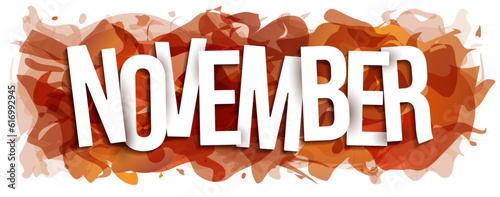 The word ''November'' on brown abstract background