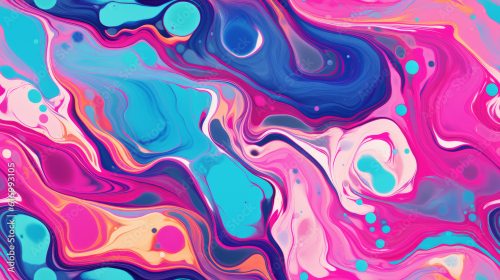 Seamless pattern background of liquid painting of different vivid colors mixing together