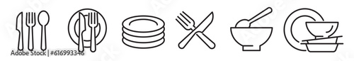 dishes and cutlery icon set - vector illustration photo