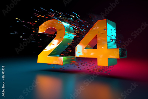 Creative 24 number 3d new year 2024 colorful concept banner design created with generative ai photo