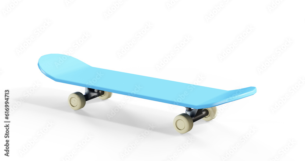 Skateboard isolated on white mockup 3D rendering