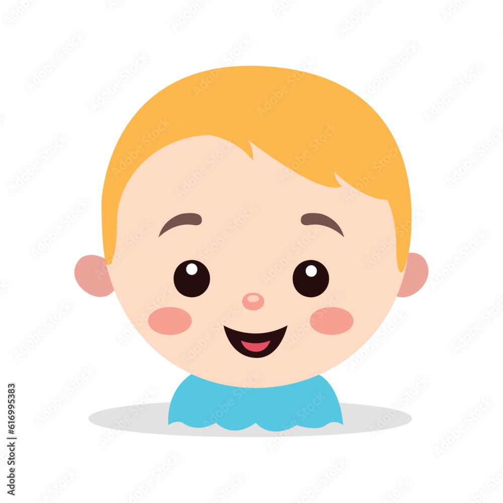 Yellow Haired Sunshine Small Cheerful Baby face logo isolated on white background using vector illustration art