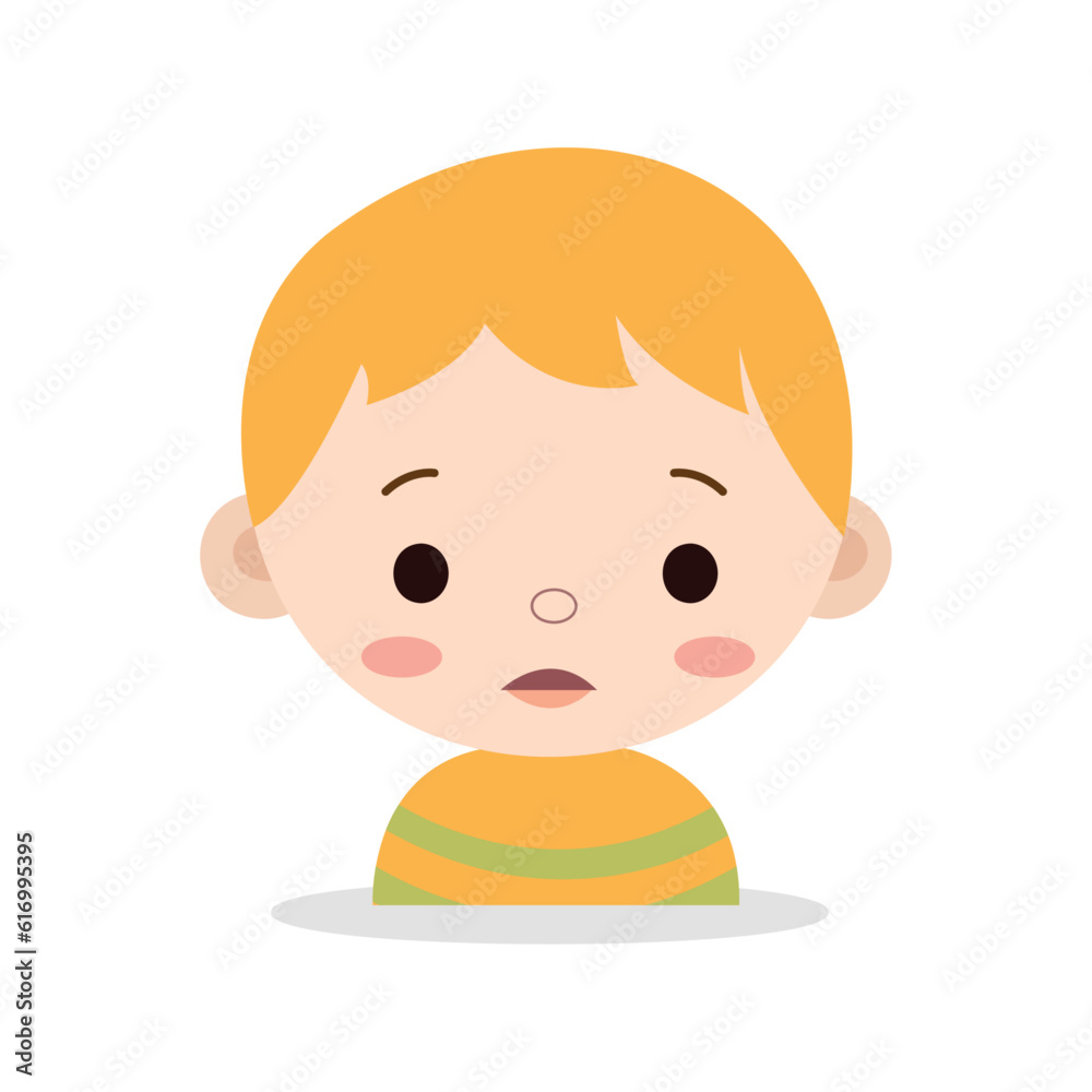 small baby with yellow hairs and yellow t-shirt chubby cheeks baby face logo on white background using vector illustration art