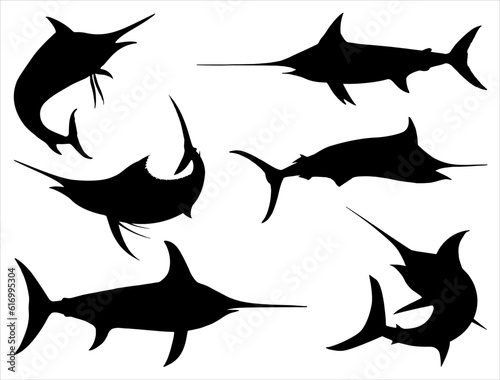 Set of Swordfish Silhouette