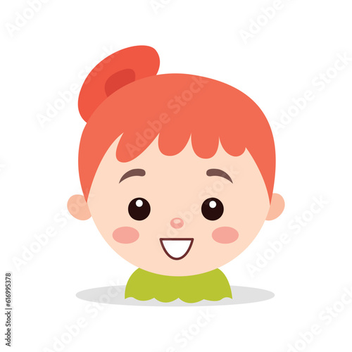 orange hairstyle with cute face happy face logo on white background using vector illustration art