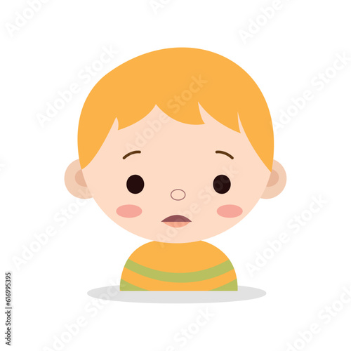 small baby with yellow hairs and yellow t-shirt chubby cheeks baby face logo on white background using vector illustration art