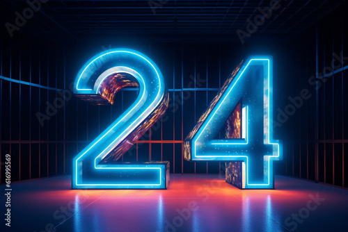 24 number sign futuristic technology style concept created with generative ai photo