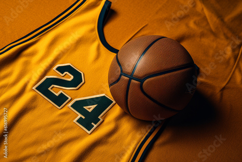 New year 2024 design with a basketball 24 jersey number created with generative ai photo