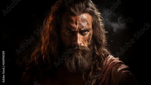 Intense portrait of Samson  highlighting his strength and determination  characters from the Bible Generative AI