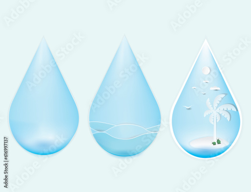 Water drops  Save the world  illustration.