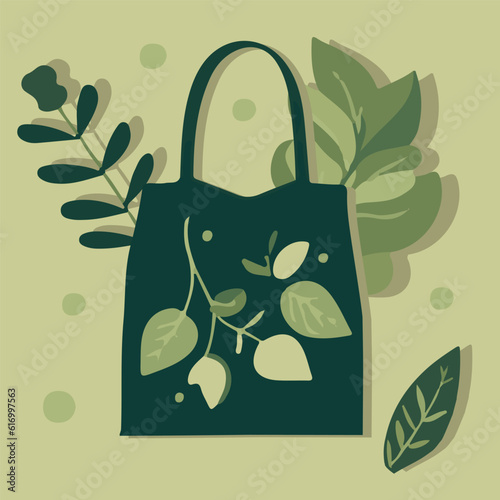 Vector isolated illustration of eco bag. Fabric shopping bag. Zero waste. Saving the planet.