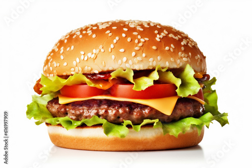 background beef food sandwich food meat snack white hamburger fast burger fast. Generative AI.