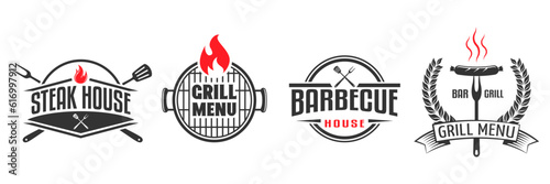 Barbecue and steak house vintage badges logo collection