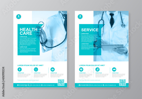 Corporate healthcare and medical cover and back page a4 flyer design template for print