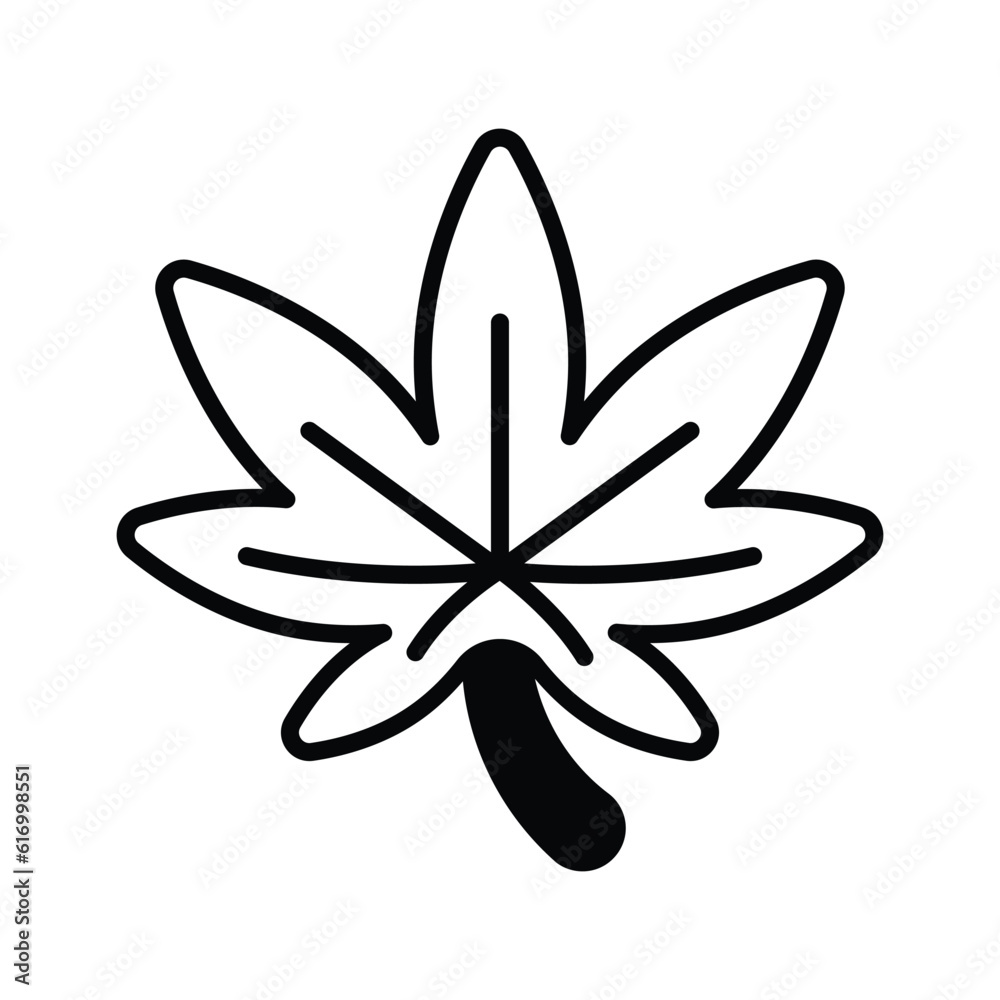 An icon of cannabis leaf in trendy style, isolated on white background An icon of cannabis leaf in trendy style, isolated on white background