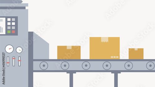 Parcels on a conveyor belt vector illustration. 