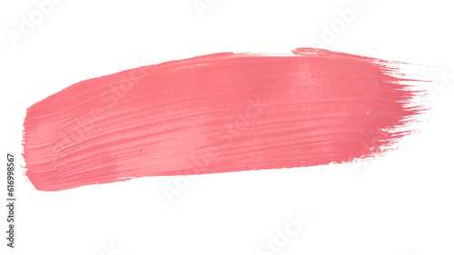Colored brush stroke paiting over isolated background, canvas watercolor texture, pink lipstick smudge