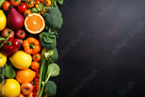 table background vegetarian fresh dark vegetable cooking healthy ingredient pepper food. Generative AI.