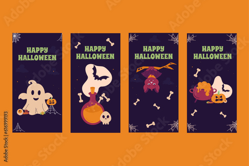 Happy halloween social media collection. Instagram stories